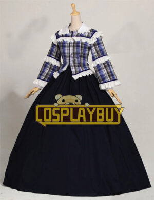 Victorian Lolita Civil War Tartan Theater Gothic Lolita Dress Blue