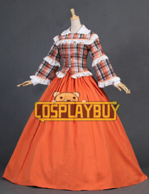 Victorian Lolita Civil War Tartan Theater Gothic Lolita Dress Orange
