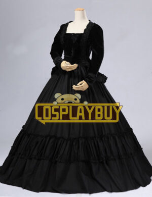 Victorian Lolita Civil War Velvet Gothic Lolita Dress Black