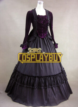 Victorian Lolita Civil War Velvet Gothic Lolita Dress Purple