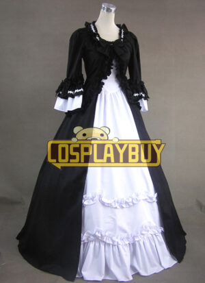 Victorian Lolita Colonial Renaissance Gothic Dress Black