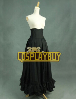 Victorian Lolita Edwardian Period Pleated Skirt Punk Lolita Dress Black