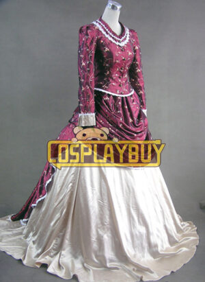 Victorian Lolita French Bustle Gothic Lolita Dress Wine Floral