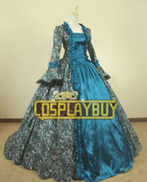 Victorian Lolita Georgian Reenactment Gothic Dress Emerald Floral