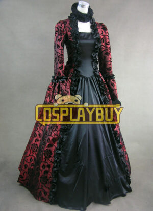 Victorian Lolita Georgian Reenactment Gothic Dress Red
