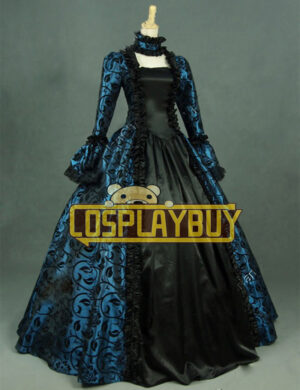 Victorian Lolita Georgian Reenactment Gothic Dress Royal Blue