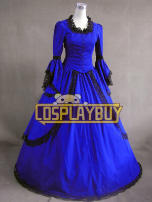Victorian Lolita Lace Marie Antoinette Gothic Lolita Dress Blue