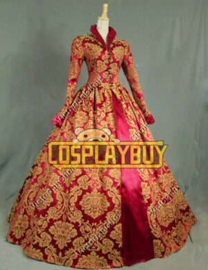 Victorian Lolita Queen Elizabeth Tudor Historical Gothic Lolita Dress Burgundy Floral