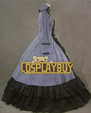 Victorian Lolita Reenactment Cotton Stripe Gothic Lolita Dress