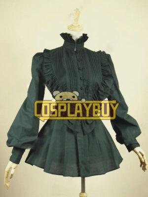 Victorian Lolita Reenactment Romantic Ruffle Blouse Gothic Lolita Dress Black