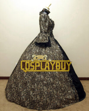Victorian Lolita Reenactment Stage Antique Gothic Lolita Dress Black Floral
