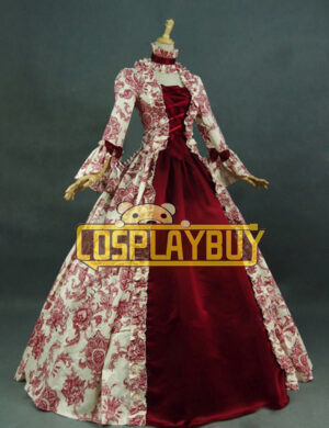 Victorian Lolita Reenactment Stage Antique Gothic Lolita Dress Red Floral