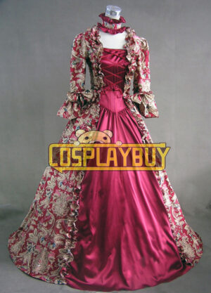 Victorian Lolita Reenactment Stage Antique Gothic Lolita Dress Wine Floral