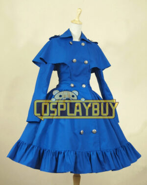 Victorian Lolita Reenactment Stage Cape Coat Gothic Lolita Dress Blue