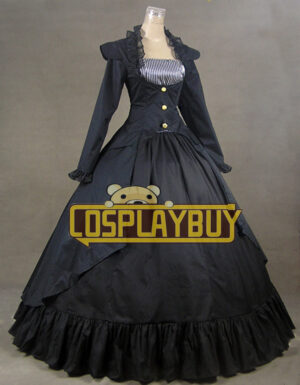 Victorian Lolita Reenactment Stage Punk Lolita Dress Black