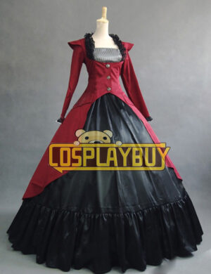 Victorian Lolita Reenactment Stage Punk Lolita Dress Burgundy