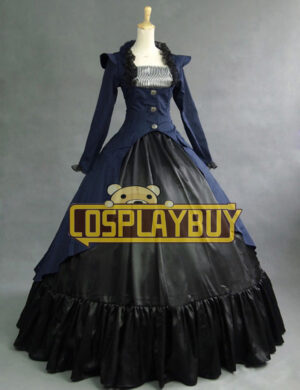 Victorian Lolita Reenactment Stage Punk Lolita Dress Navy Blue