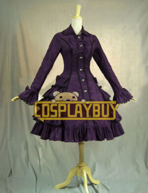 Victorian Lolita Reenactment Stage Steampunk Coat Gothic Lolita Dress Purple