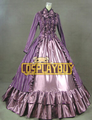 Victorian Lolita Renaissance Gothic Lolita Dress Purple Strip