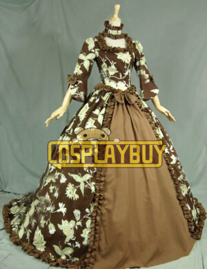 Victorian Lolita Renaissance Wedding Gothic Lolita Dress Brown Floral