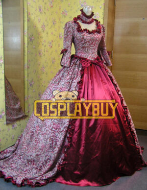 Victorian Lolita Renaissance Wedding Gothic Lolita Dress Red Floral