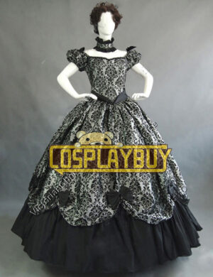 Victorian Lolita Southern Belle Brocade Gothic Lolita Dress Grey Floral