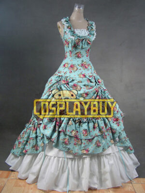 Victorian Lolita Southern Belle Civil War Sweet Gothic Lolita Dress Emerald Floral