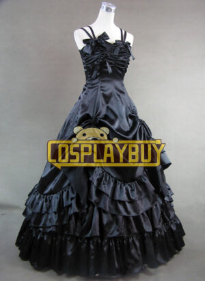 Victorian Lolita Southern Belle Gothic Lolita Dress Satin Black