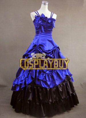 Victorian Lolita Southern Belle Gothic Lolita Dress Satin Blue