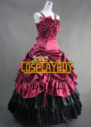Victorian Lolita Southern Belle Gothic Lolita Dress Satin Red