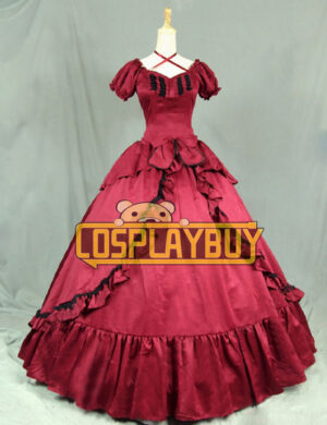 Victorian Lolita Southern Belle Reenactment Gothic Lolita Dress Burgundy