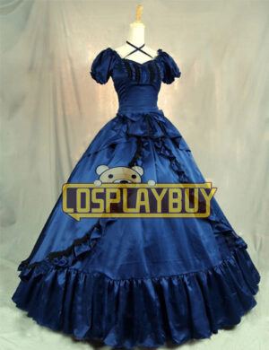 Victorian Lolita Southern Belle Reenactment Gothic Lolita Dress Blue