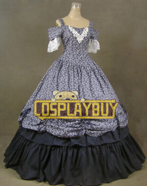 Victorian Lolita Southern Civil War Gothic Lolita Dress Blue Floral