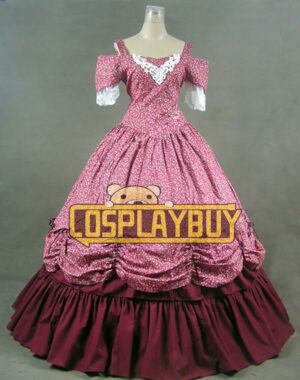 Victorian Lolita Southern Civil War Gothic Lolita Dress Red Floral