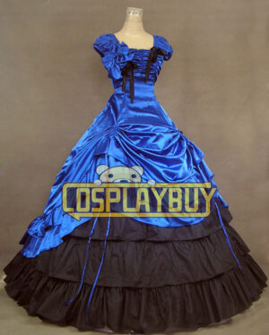 Victorian Lolita Southern Civil War Reenactment Gothic Lolita Dress Blue