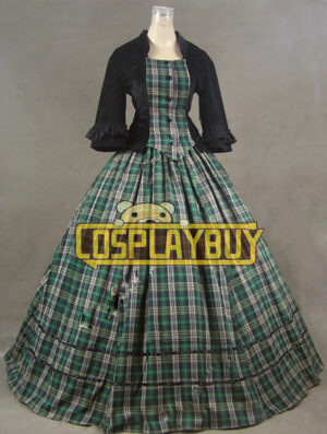 Victorian Lolita Tartan Civil War Gothic Lolita Dress Green