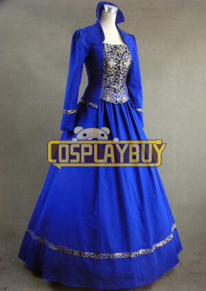 Victorian Lolita Vintage Brocade Gothic Lolita Dress Blue